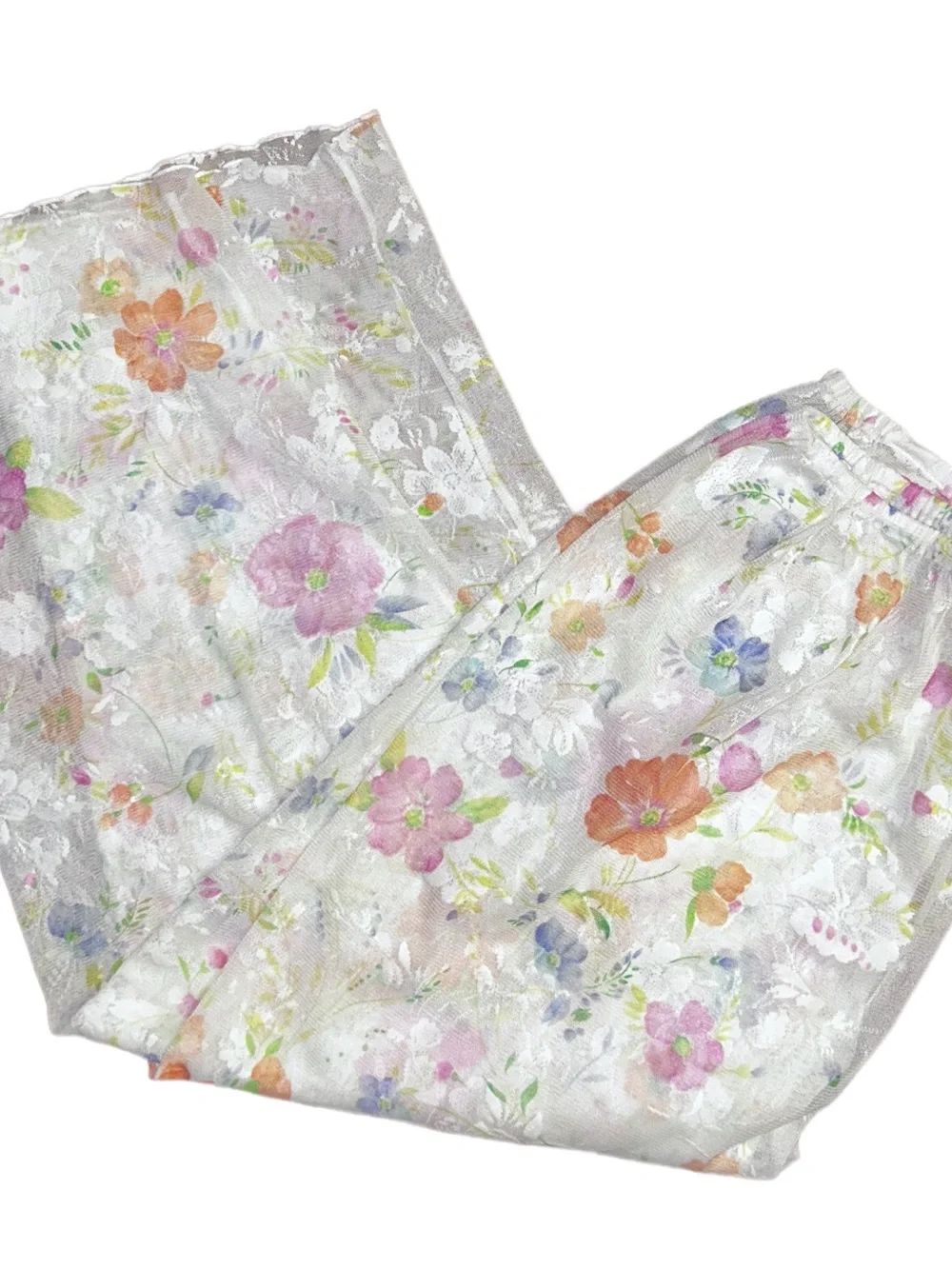 Victoria’s Secret ~ Small ~ White W/ Multi-Colors Floral Lace ~ Pajamas Pants